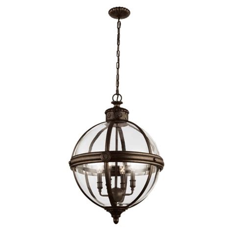 Victorian Style Glass Globe 4lt Chandelier for Period Homes in Bronze