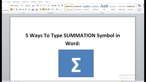 How to type summation symbol in word - Uppercase sigma symbol - YouTube