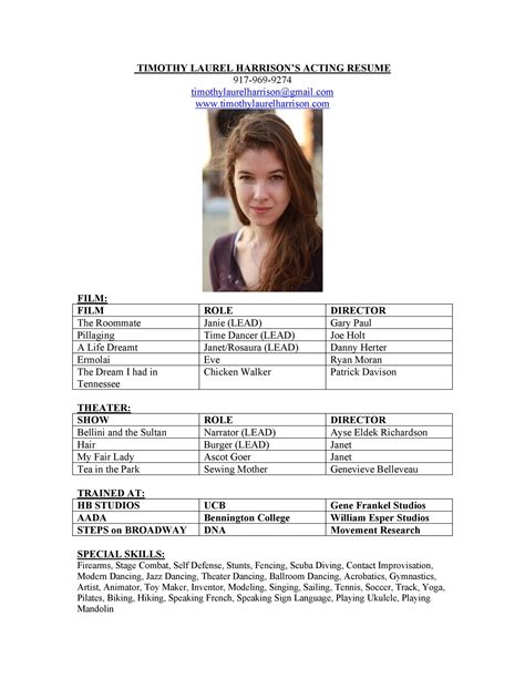 50 FREE Acting Resume Templates (Word & Google Docs) ᐅ TemplateLab