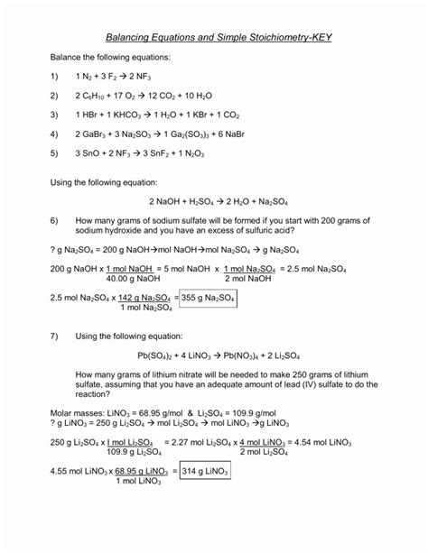 Stoichiometry Practice Problems Worksheets