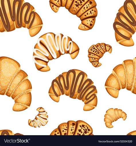 Seamless pattern croissant with different Vector Image