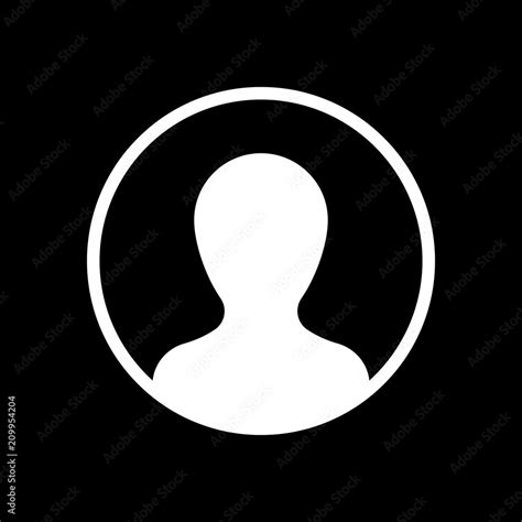 Profile, person in circle. White icon on black background. Inver Stock Vector | Adobe Stock