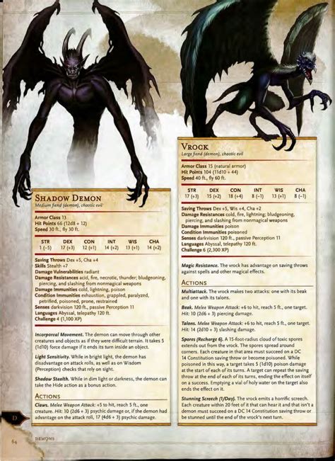 DnD. 5e Monster Manual | Shadow creatures, Dungeons and dragons ...