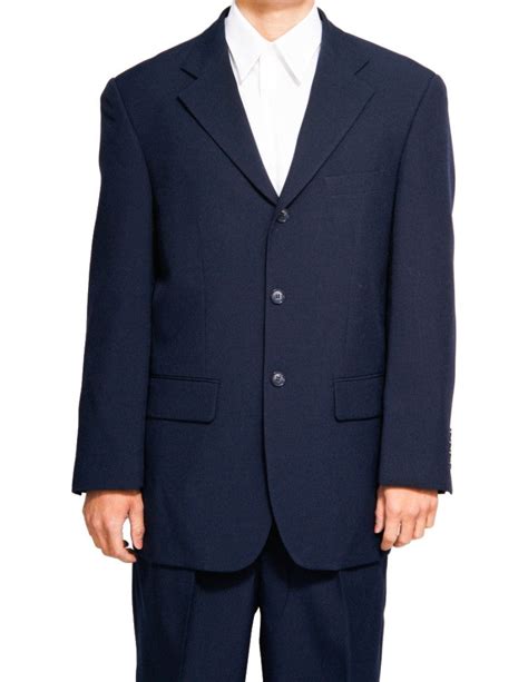 Men's Single Breasted Navy Blue Three Button Dress Suit New – New Era Factory Outlet