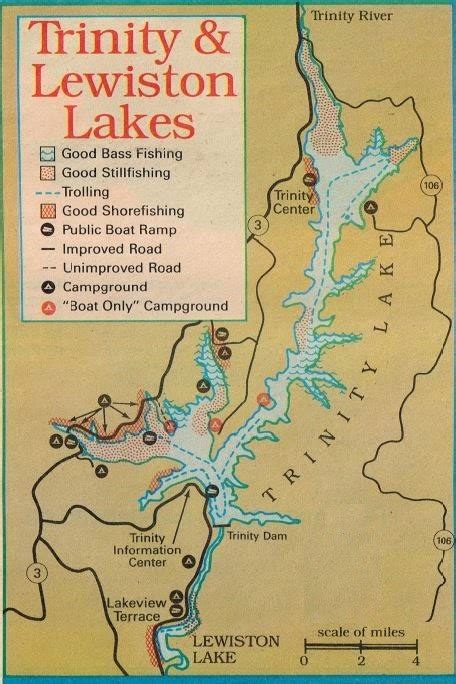 California Fishing and Hunting Clubs 2017 Trinity and Lewiston Lake Fishing Map and Fishing Report