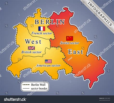 Berlin Map During Cold War Including Stock Vector 92901685 - Shutterstock