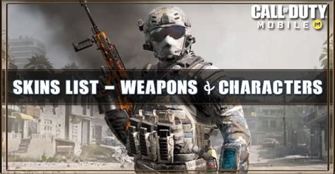 Call of Duty Mobile Skins List | All Weapons & Characters - zilliongamer