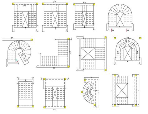 Various Style Staircase Design Layout Plan AutoCAD drawing Download - Cadbull