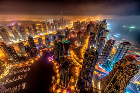 Dubai Buildings Night Lights Top View 8k, HD World, 4k Wallpapers ...