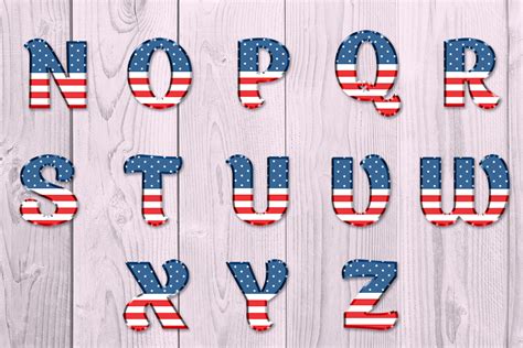 American Flag alphabet clipart Digital alphabet