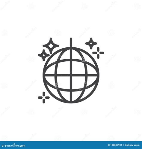 Disco ball outline icon stock vector. Illustration of light - 130839904