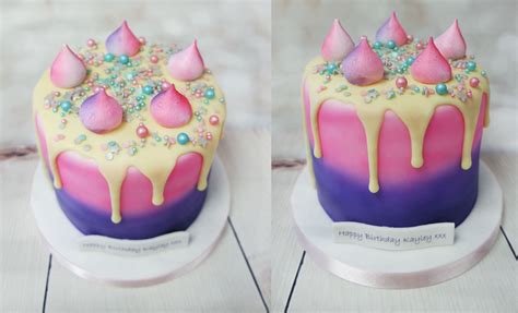 Beautiful pink and purple drip cake for a special lady! # ...