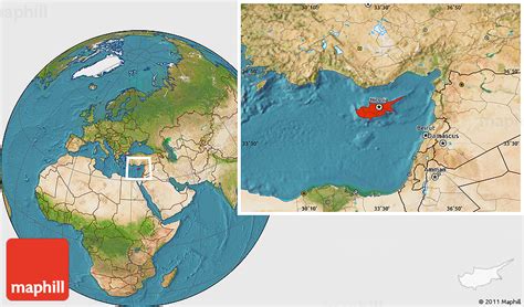 Satellite Location Map of Cyprus