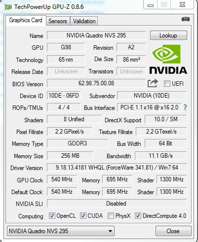 Quadro NVS 295 model supports directx 10.1(is not 10)? - CUDA Programming and Performance ...