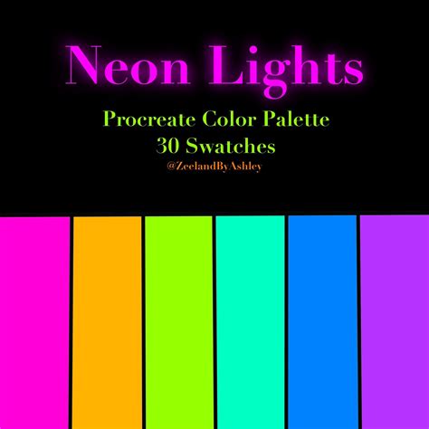 Neon Lights Procreate Color Palette Bright Neon Color Swatches Digital Swatches Neon Colour ...