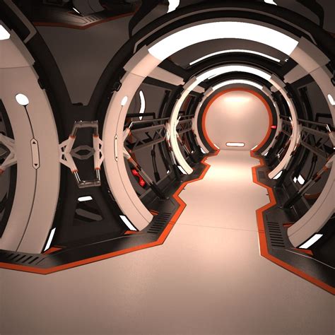 Hight poly model of Sci Fi Futuristic Spaceship Corridor interior based on my concept art. in ...