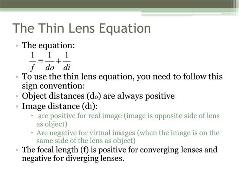 PPT - The Thin Lens Equation PowerPoint Presentation, free download - ID:2493409