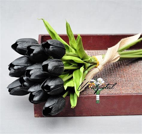 Black Tulip Real Touch Tulip Bouquet Small Black Bouquet - Etsy