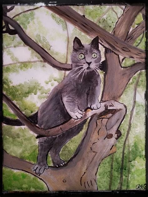 Cat in a Tree Painting by GhostRiderPirate4421 on DeviantArt