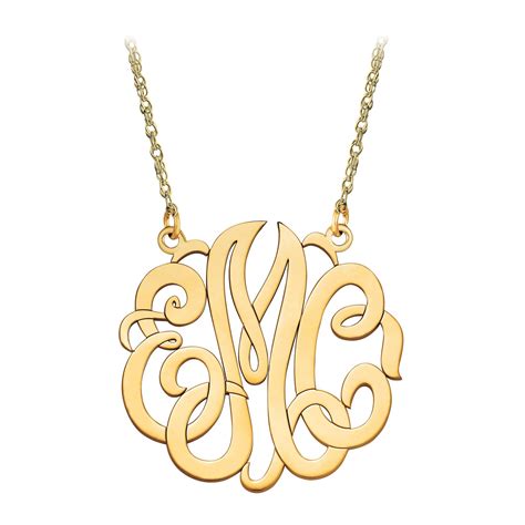 Medium 10K Gold Script Monogram Necklace - Necklaces