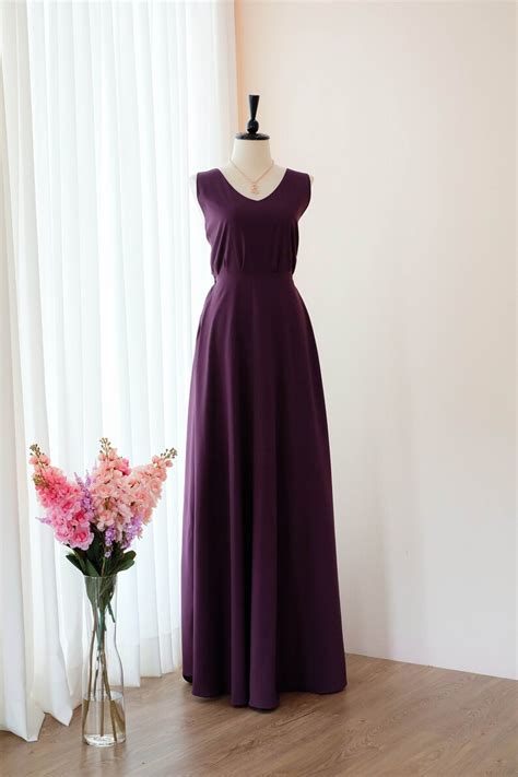 Purple Plum dress Long Bridesmaid dress Wedding Dress Long | Etsy