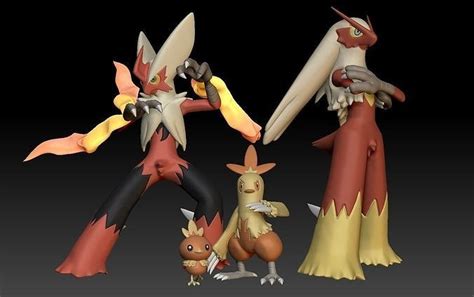 Pokemon Torchic Combusken Blaziken Mega Evolution 3D model 3D printable | CGTrader