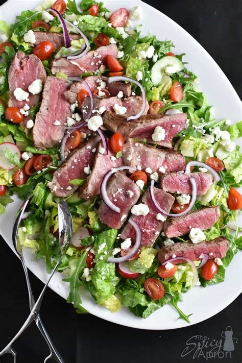 Steak Salad with Blue Cheese Crumbles - The Spicy Apron