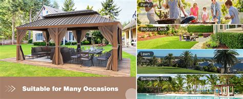 EROMMY Luxury 12' x 20' Hardtop Gazebo, Wooden Finish Coated Aluminum – Erommy