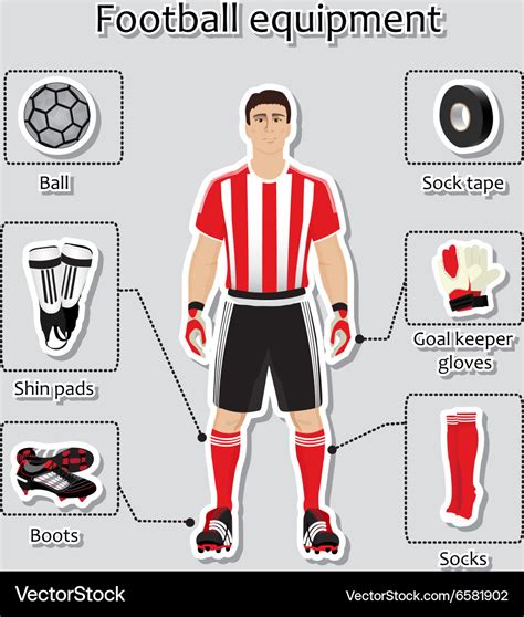 Soccer player uniform sport equipment Royalty Free Vector