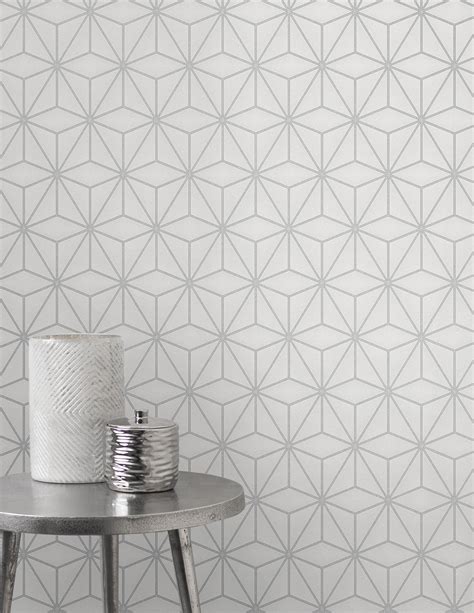 Grey And White Geometric Wallpaper - notan-loca