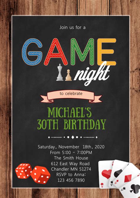 Game night birthday party invitation Template | PosterMyWall