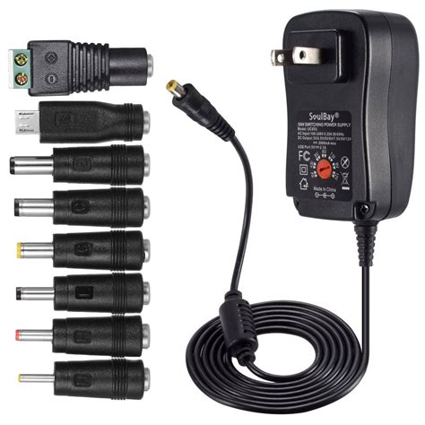 3V to 12V 30W Universal AC/DC Power Adapter plug supply with 8 selectable top, w/ 5V 2.1A USB port