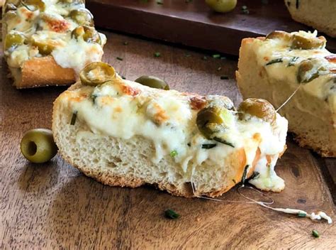 Green Olive Garlic Cheese Bread - California Grown