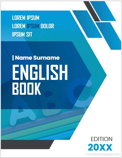 English book cover pate template | MS Word Cover Page Templates