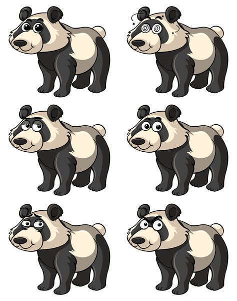 Panda with different facial expressions 370137 Vector Art at Vecteezy