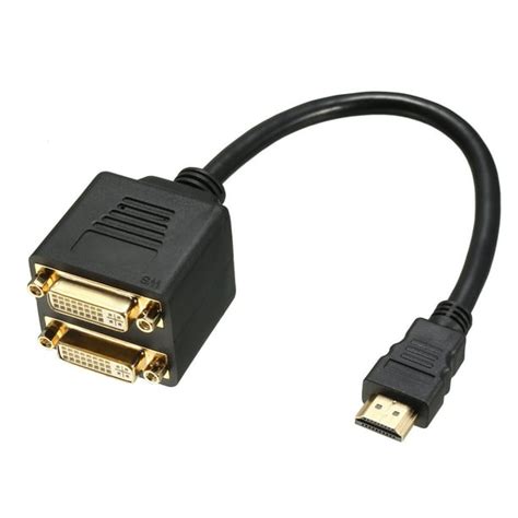 HDMI to DVI Splitter Cable 1 Male to 2 Female 24+5 Dual Link Y Video ...