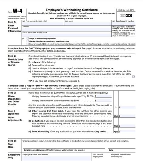 W4 Form 2023 Printable | Employee's Withholding Certificate