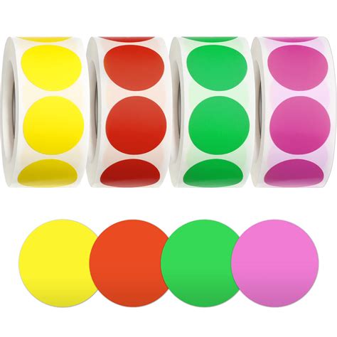 Buy 2000 Pieces Dot Stickers Colored Circle Round Removable Color-Code Dots Stickers Label Rolls ...