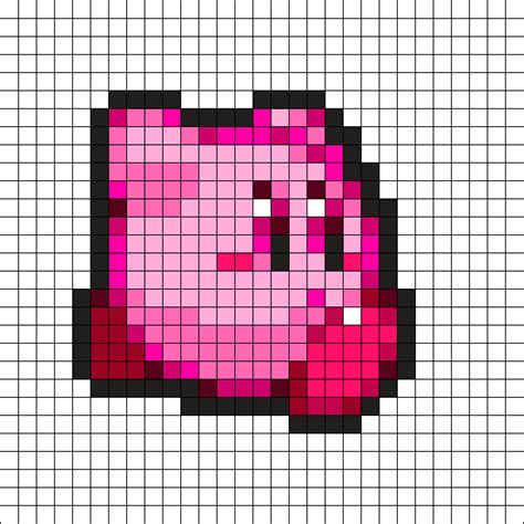 kirby pixel art grid 8 bit grid Kirby kandi sprite dreamland 8bit hama pixelados beading ...