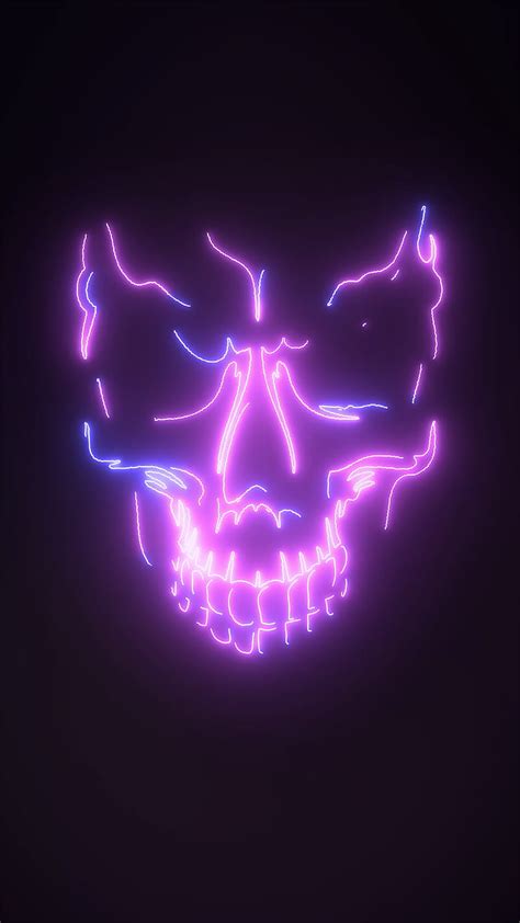 3840x2160px, 4K free download | Purple Skull W, colourful, light, neon, HD phone wallpaper | Peakpx