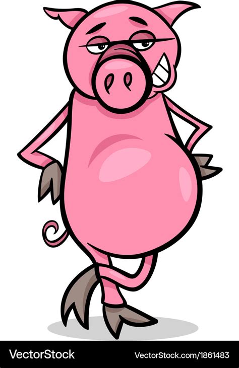 Funny pig cartoon Royalty Free Vector Image - VectorStock