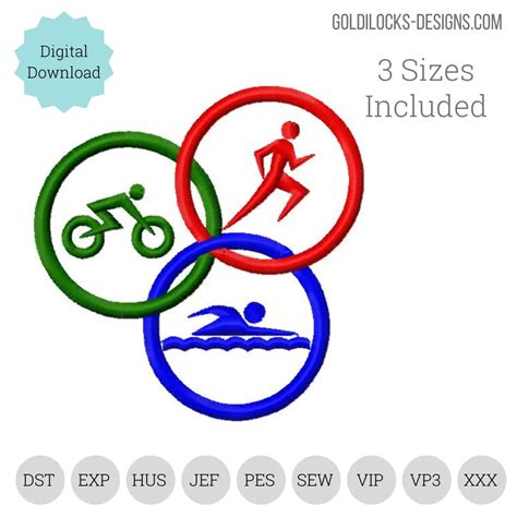 Triathlon Run Bike Swim Logo Machine Embroidery Design – Goldilocks Designs