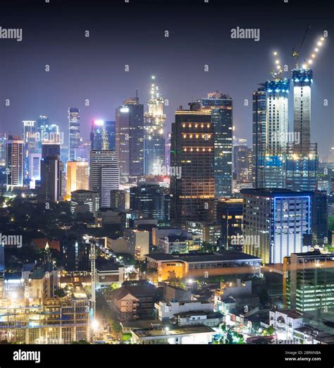 Jakarta city skyline with urban skyscrapers at night. Jakarta, Indonesia Stock Photo - Alamy