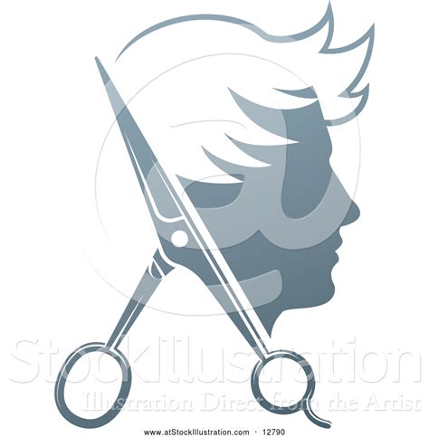 Vector Illustration of a Young Man Haircut Concept Logo with Scissors by AtStockIllustration ...