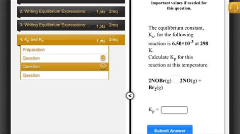 SOLVED: important values nceded for this question. 2. Writing Equilibrium Expressions: pts Zreq ...