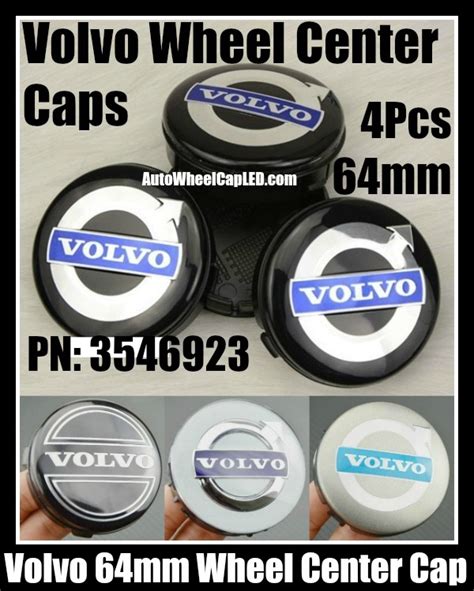 Volvo 64mm Black Chrome Silver Blue Wheel Center Emblems Caps Roundels 3546923 4Pcs C30 C70 S40 ...