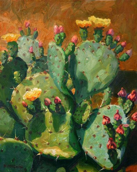 Prickly Pear Cactus, 2014 by Kevin McCain | Cactus painting, Cactus paintings, Cactus art