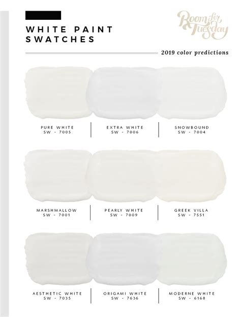 White Paint Swatches for 2019 - Room For Tuesday