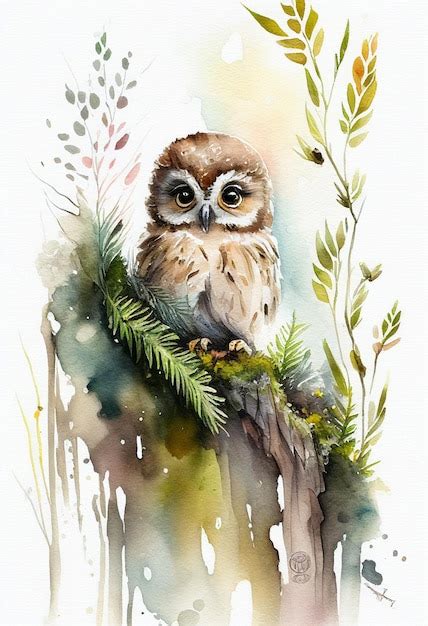 Premium AI Image | A watercolor painting of an owl