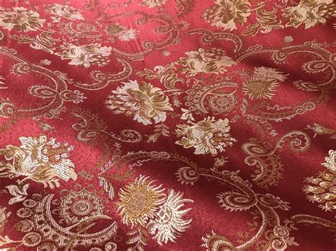 NEW Designer Brocade Jacquard Fabric- Roses Floral- Upholstery- Red LLPBR0001 | www ...